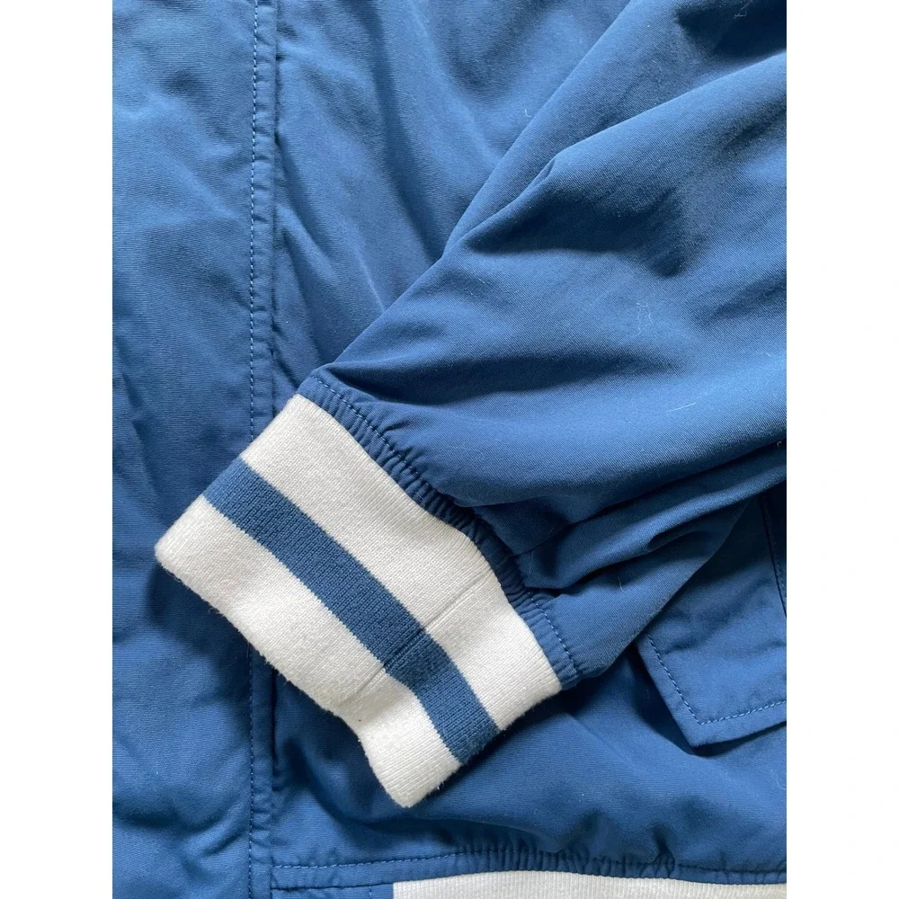 AE American Eagle‎ Mens XXL Bomber Jacket Blue Striped Cuffs Trim Lined Premium